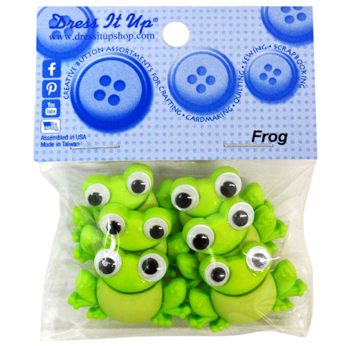 6 Pack - Dress It Up Embellishments-Frog Singles - DIUBTN-1G5KY - 787117607680 6 Pack - Dress It Up Embellishments-Frog Singles - DIUBTN-1G5KY - 787117607680