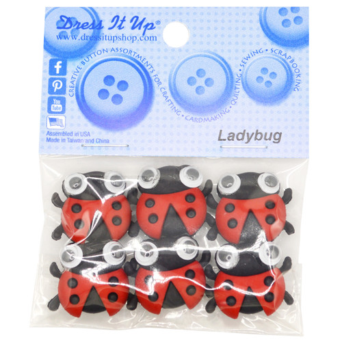 Dress It Up Embellishments-Ladybug Singles - DIUBTN-1G5LC - 787117606904