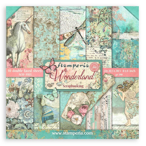 Stamperia Double-Sided Paper Pad 8"X8" 10/Pkg-Wonderland, 10 Designs/1 Each 5A0027GT-1G9SY - 5993110035893