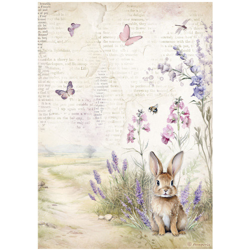 Stamperia Rice Paper Sheet A4-Lavender Bunny - 5A0027HM-1G9ST - 5993110035039