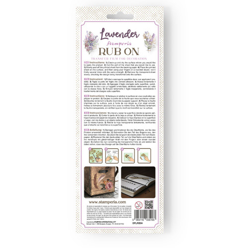 Stamperia Rub-On 4"X8.5"-Lavender Elements 5A0027GW-1G9TD