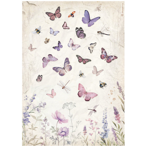 Stamperia Rice Paper Sheet A4-Lavender Butterfly - 5A0027HN-1G9T7 - 5993110035046