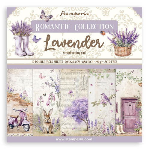 Stamperia Double-Sided Paper Pad 8"X8" 10/Pkg-Lavender, 10 Designs/1 Each - 5A0027HQ-1G9TR - 5993110034940