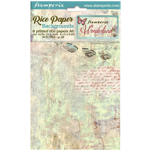 3 Pack Stamperia Assorted Rice Paper Backgrounds A6 8/Sheets-Wonderland 5A0027J1-1G9TY - 5993110035947
