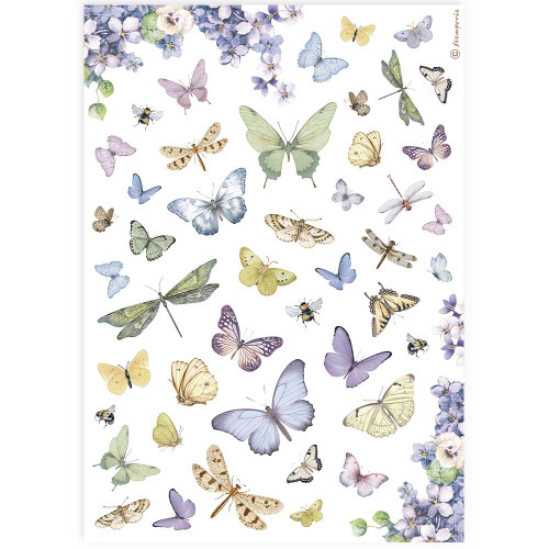 6 Pack Stamperia Rice Paper Sheet A4-Butterflies 5A0027N4-1G9ZQ - 5993110035350