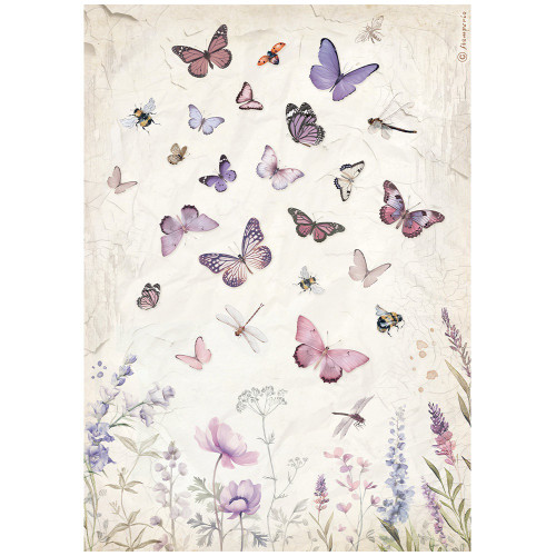 6 Pack Stamperia Rice Paper Sheet A4-Lavender Butterfly 5A0027HN-1G9T7 - 5993110035046