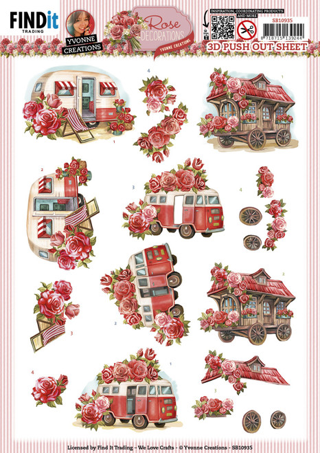 10 Pack Find It Trading Yvonne Creations Punchout Sheet-Rose Transport, Rose Decorations 5A0029YM-1GDDD - 8718715139244