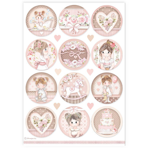 6 Pack Stamperia Rice Paper Sheet A4-Baby Girl Rounds 5A0027NH-1G9YY - 5993110035497