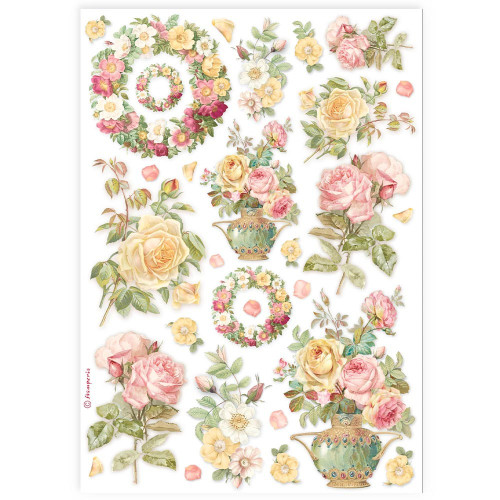 6 Pack Stamperia Rice Paper Sheet A4-Garlands And Roses 5A0027N8-1G9Z5 - 5993110035435