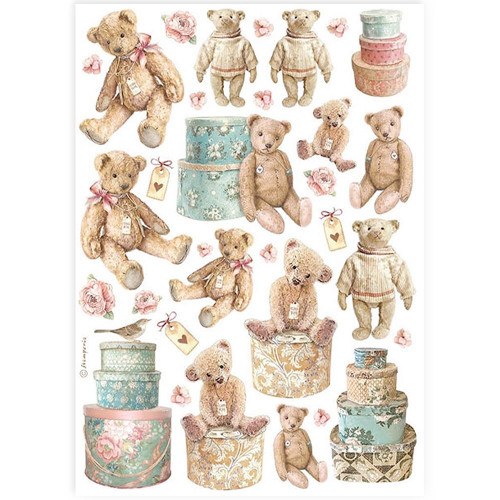 6 Pack Stamperia Rice Paper Sheet A4-Teddy Bears 5A0027P0-1G9Z2 - 5993110035886