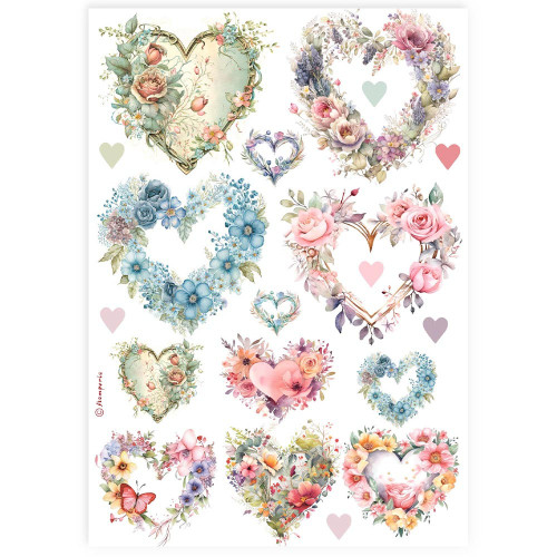 6 Pack - Stamperia Rice Paper Sheet A4-Hearts - 5A0027N7-1G9Z8 - 5993110035404