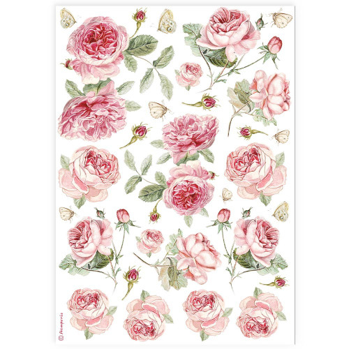 6 Pack Stamperia Rice Paper Sheet A4-English Roses Pattern 5A0027NC-1G9ZM - 5993110035473
