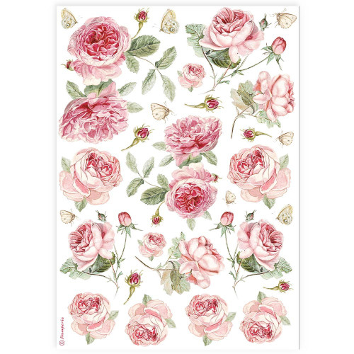 6 Pack - Stamperia Rice Paper Sheet A4-English Roses Pattern - 5A0027NC-1G9ZM - 5993110035473 6 Pack - Stamperia Rice Paper Sheet A4-English Roses Pattern - 5A0027NC-1G9ZM - 5993110035473