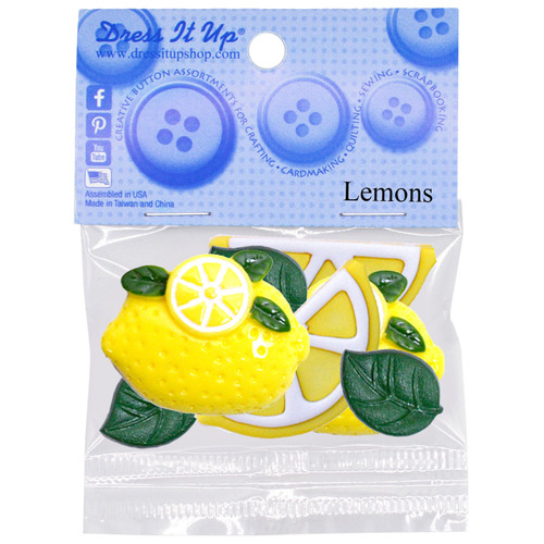 6 Pack - Dress It Up Embellishments-Lemons - DIUBTN-1G5LQ - 787117603903