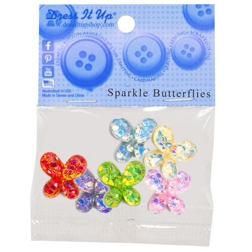 Dress It Up Embellishments-Sparkle Butterflies - DIUBTN-1G5KV - 787117603156
