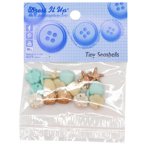 6 Pack Dress It Up Embellishments-Tiny Seashells DIUBTN-1G5KZ - 787117500776