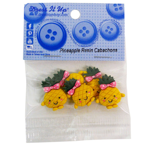 6 Pack Dress It Up Embellishments-Pineapples DIUBTN-1G5LP - 787117596991