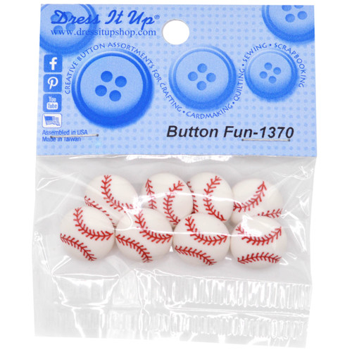 6 Pack Dress It Up Embellishments-Baseballs DIUBTN-1G5LB - 787117302042