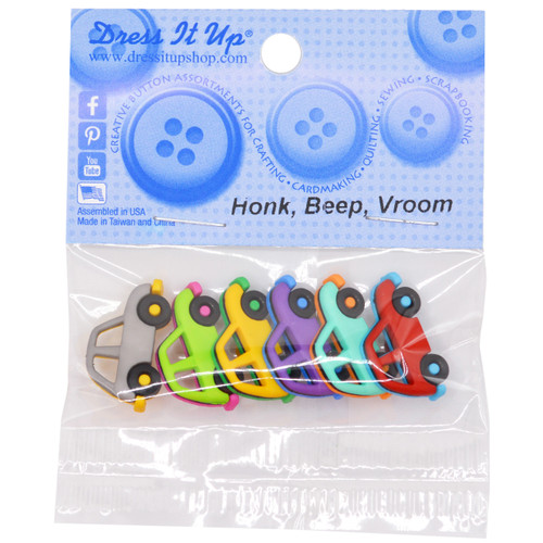 6 Pack Dress It Up Embellishments-Honk/Beep/Vroom DIUBTN-1G5LL - 787117599534