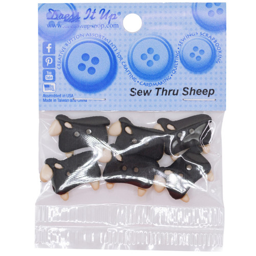 6 Pack Dress It Up Embellishments-Sew Cute Sheep DIUBTN-1G5LR - 787117541328