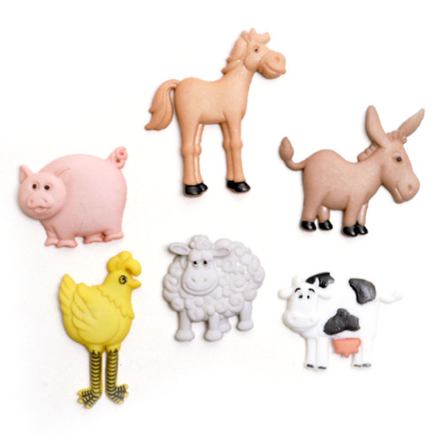 6 Pack - Dress It Up Embellishments-Funny Farm - DIUBTN-1G5LF