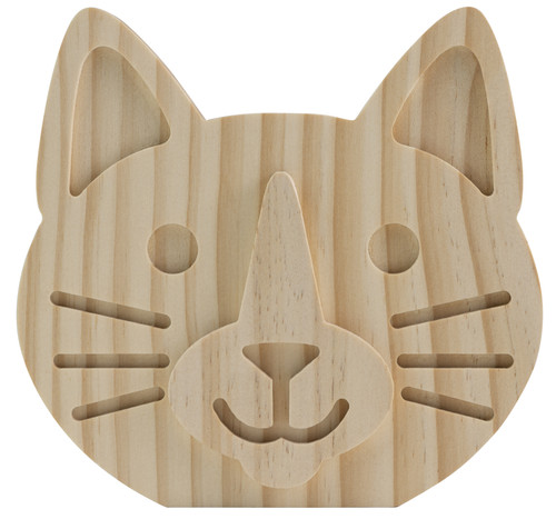 12 Pack Ready To Finish Thick Standing Wood Shape-Cat Head 5A00232Y-1G65C - 726465507808