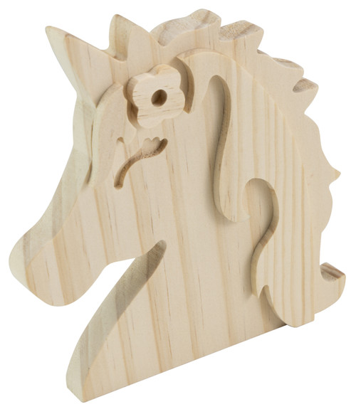 12 Pack Ready To Finish Thick Standing Wood Shape-Unicorn Head 5A002335-1G65M