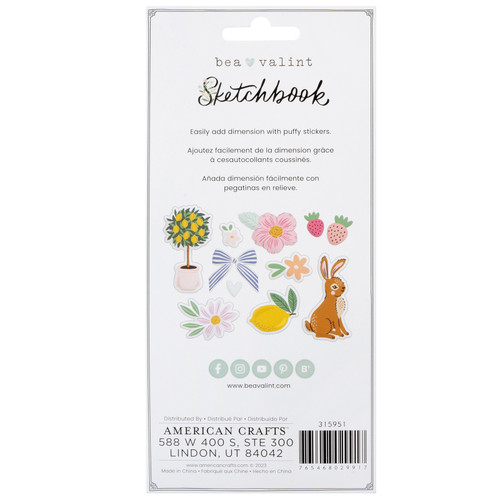 3 Pack - Bea Valint Sketchbook Puffy Stickers-Icons - A500264P-G190S 3 Pack - Bea Valint Sketchbook Puffy Stickers-Icons - A500264P-G190S
