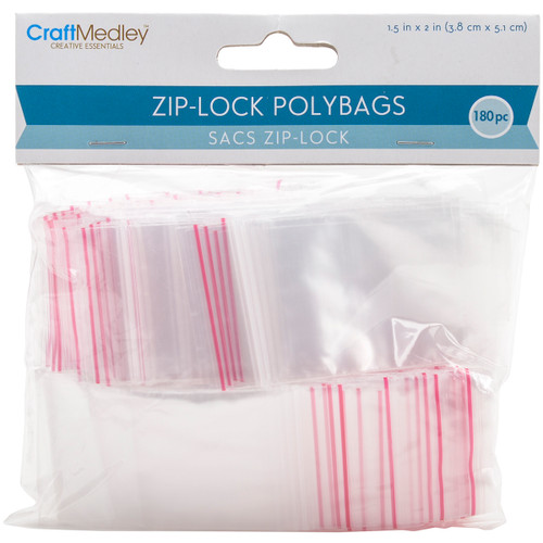 Craft Medley Ziplock Polybags 180/Pkg-1.5"X2" Clear PB01 - 775749047592