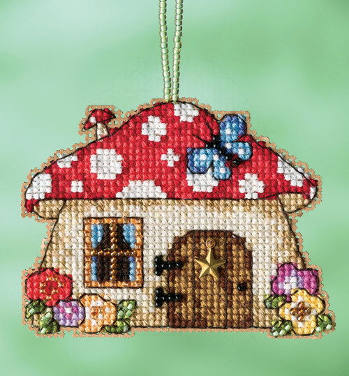 3 Pack - Mill Hill Counted Cross Stitch Ornament Kit 2.5"X3.5"-Mushroom House (14 Count) - MH162215 - 098063000877