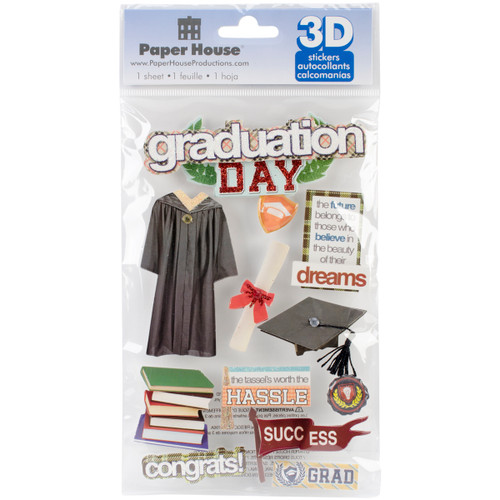 3 Pack - Paper House 3D Stickers 4.5"X7.5"-Graduation Day - STDM189E - 767636376861 3 Pack - Paper House 3D Stickers 4.5"X7.5"-Graduation Day - STDM189E - 767636376861