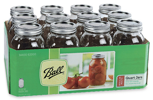 Mason Canning Jars with Lids, Regular-Mouth, 32 oz., 12-Pk - 62000 - 014400620003