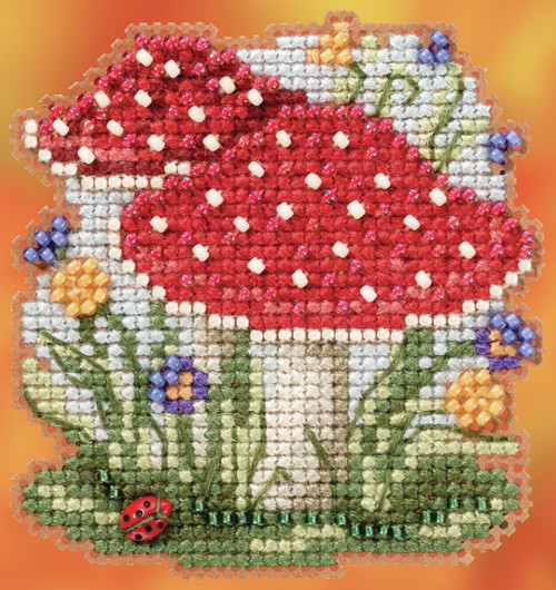 3 Pack - Mill Hill Counted Cross Stitch Kit 2.5"X2.75"-Red Cap Mushroom (14 Count) - MH182024