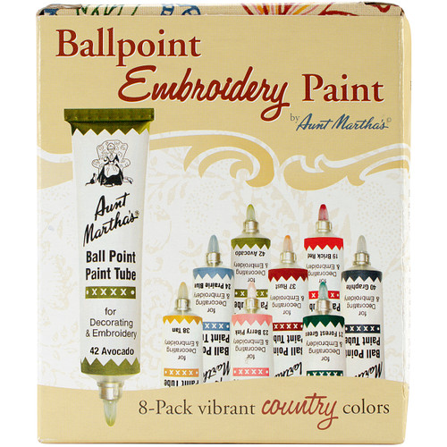 Aunt Martha's Ballpoint Paint Tubes 1oz 8/Pkg-Country Colors - 666 - 043272006660