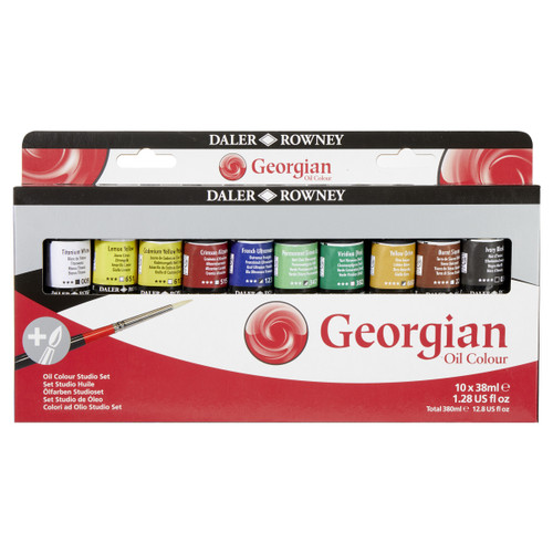 Daler-Rowney Georgian Oil Paint Studio Set 10/Pkg-With Free Brush - 5A0029M2-1GCY3 - 5011386103662