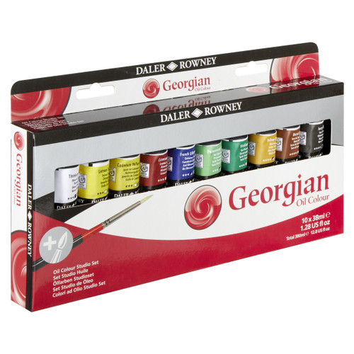 Daler-Rowney Georgian Oil Paint Studio Set 10/Pkg-With Free Brush - 5A0029M2-1GCY3