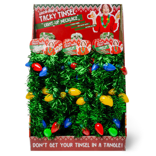 Uncle Bob's Tacky Tinsel Light-Up Necklaces-24 Piece Assortment - XLTTN24 - 722950350683