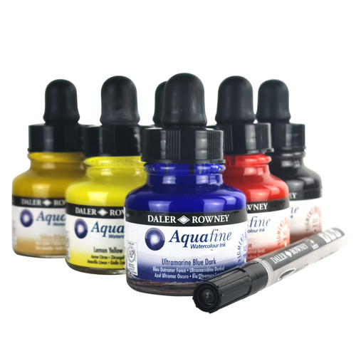 Daler-Rowney Aquafine Watercolor Ink Introduction Set 6/Pkg-Assorted Colors - 5A0029LD-1GCYQ Daler-Rowney Aquafine Watercolor Ink Introduction Set 6/Pkg-Assorted Colors - 5A0029LD-1GCYQ