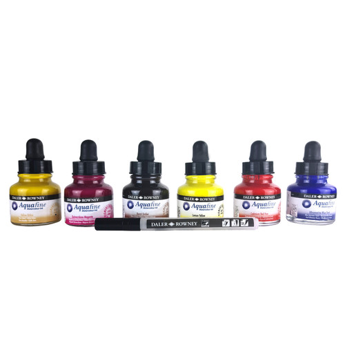 Daler-Rowney Aquafine Watercolor Ink Introduction Set 6/Pkg-Assorted Colors - 5A0029LD-1GCYQ Daler-Rowney Aquafine Watercolor Ink Introduction Set 6/Pkg-Assorted Colors - 5A0029LD-1GCYQ