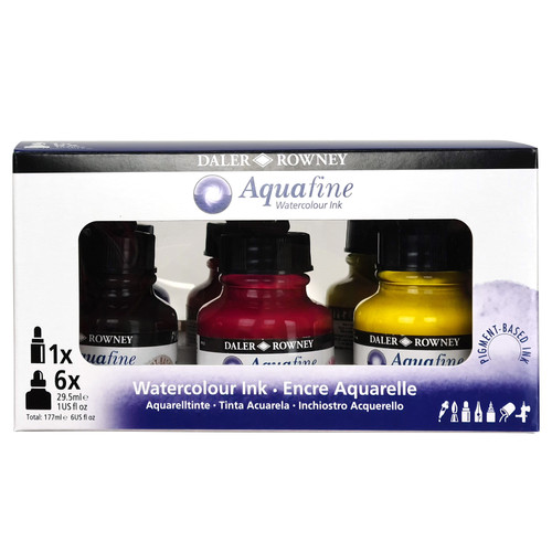 Daler-Rowney Aquafine Watercolor Ink Introduction Set 6/Pkg-Assorted Colors - 5A0029LD-1GCYQ Daler-Rowney Aquafine Watercolor Ink Introduction Set 6/Pkg-Assorted Colors - 5A0029LD-1GCYQ