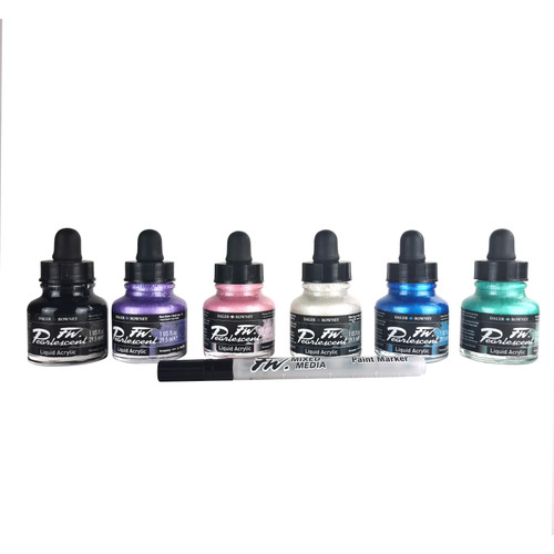 Daler-Rowney FW Acrylic Ink Set 6/Pkg-Pearlescent - 5A0029LJ-1GCYR Daler-Rowney FW Acrylic Ink Set 6/Pkg-Pearlescent - 5A0029LJ-1GCYR