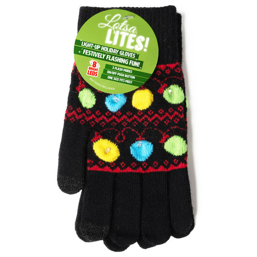 Lotsa LITES Light-Up Holiday Gloves-24 Piece Assortment - 5A0027B1-1G9LF - 722950418802