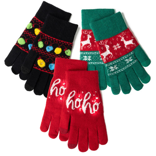 Lotsa LITES Light-Up Holiday Gloves-24 Piece Assortment 5A0027B1-1G9LF