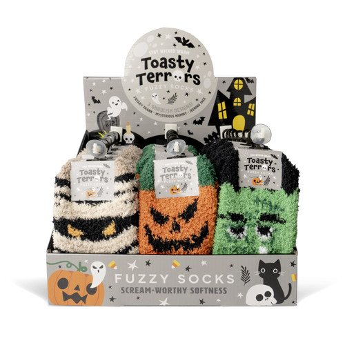 Toasty Terrors Fuzzy Socks-24 Piece Assortment HSOCK24 - 722950376232