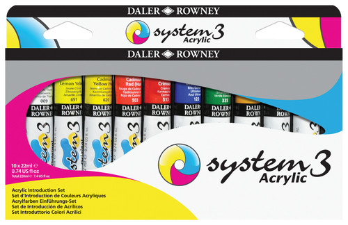 Daler-Rowney System3 Acrylic Paint Set 10/Pkg-Assorted Colors - 5A0029LS-1GCYW - 5011385920215