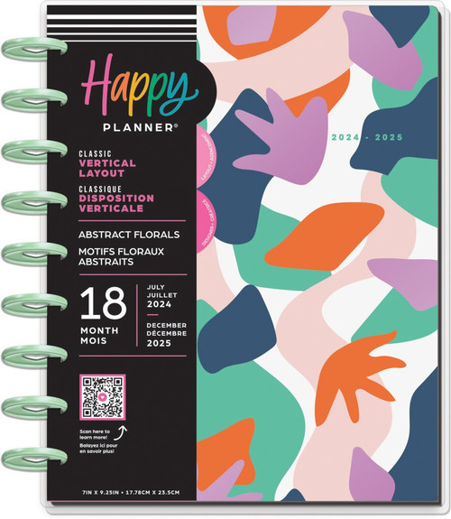 Happy Planner Classic 18-Month Planner-Abstract Florals; July '24 Dec '25 5A0020VK-1G3MW - 673807682917