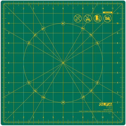 OLFA Rotating Rotary Cutting Mat 12"X12"-Green 1160762 - 091511230734