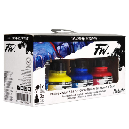 Daler-Rowney FW Acrylic Ink Pouring Set 4/Pkg-Assorted Colors - 5A0029M9-1GCYK