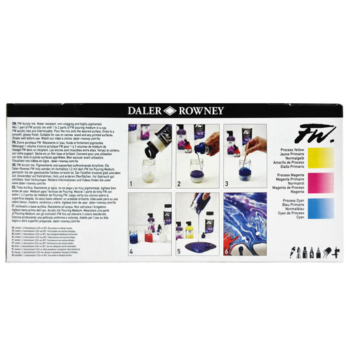 Daler-Rowney FW Acrylic Ink Pouring Set 4/Pkg-Assorted Colors - 5A0029M9-1GCYK Daler-Rowney FW Acrylic Ink Pouring Set 4/Pkg-Assorted Colors - 5A0029M9-1GCYK