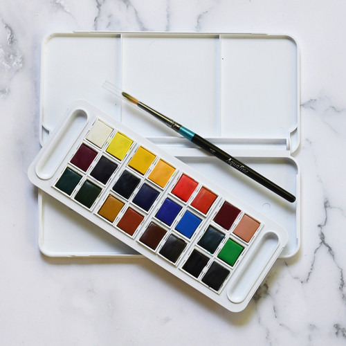 Daler-Rowney Aquafine Watercolor Paint Half Pan Travel Set-24/Pkg - 5A0029M1-1GCYS